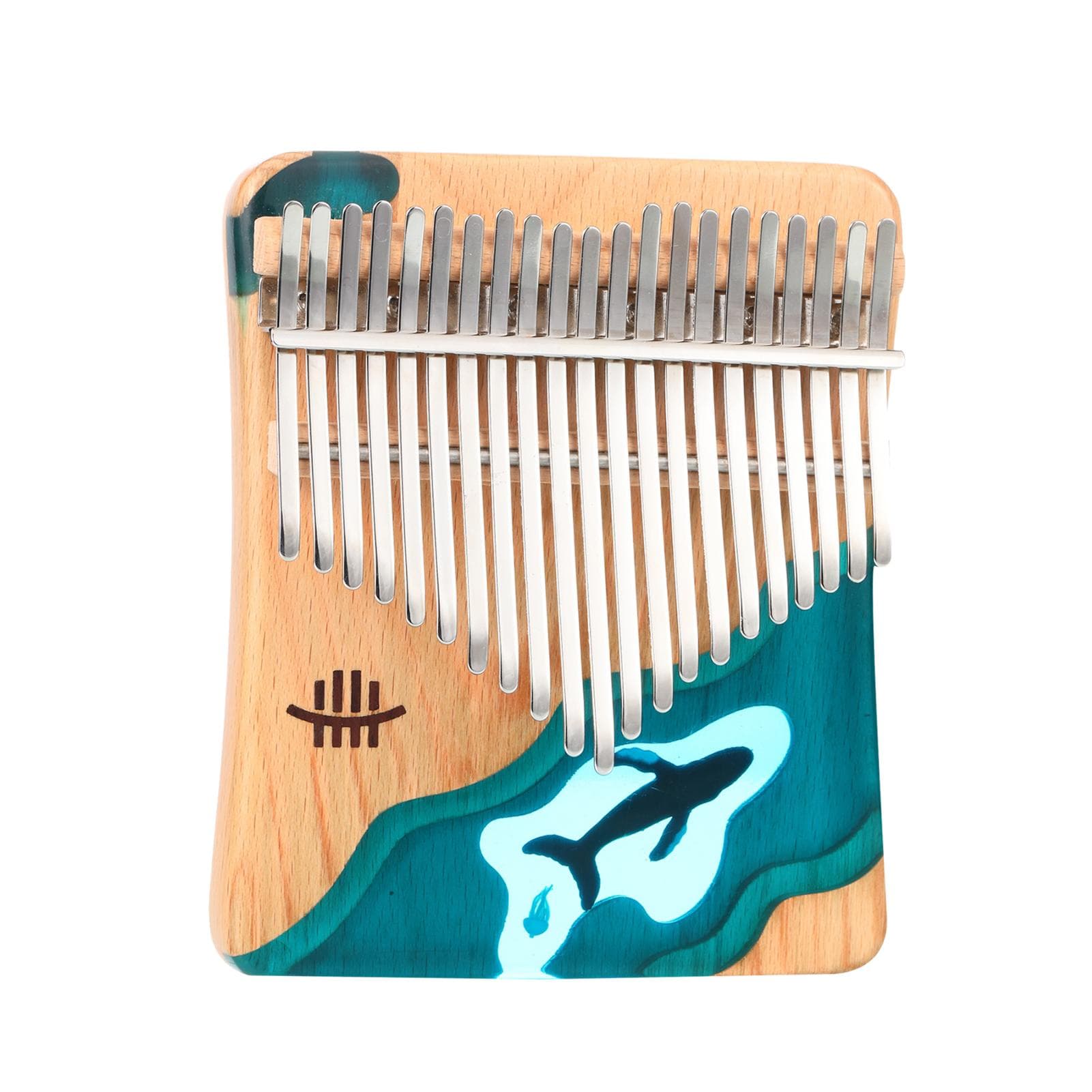 Hluru 21 Keys Kalimba Thumb Piano Beech Wood Thumb Finger Piano Musical Instrument Blue Ocean Whale