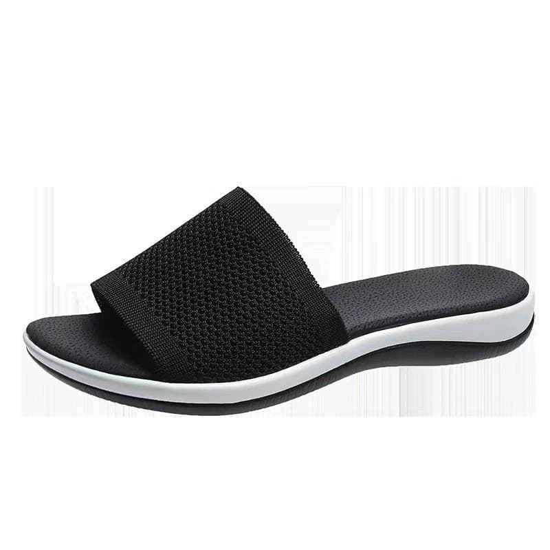 Sandals Women Elastic Force Summer Shoes Women Flat Sandals Casual Indoor Outdoor Slipper Summer Sandals For Beach 40 black