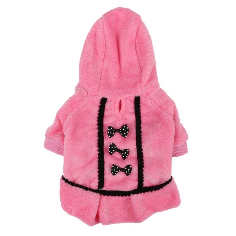 Dog Clothes Bow Tie Dress Hoodie Winter Warm Cute Pink Black Color Small Dog Clothes For Dogs Puppy Dot Skirts XXS-L Clothes S