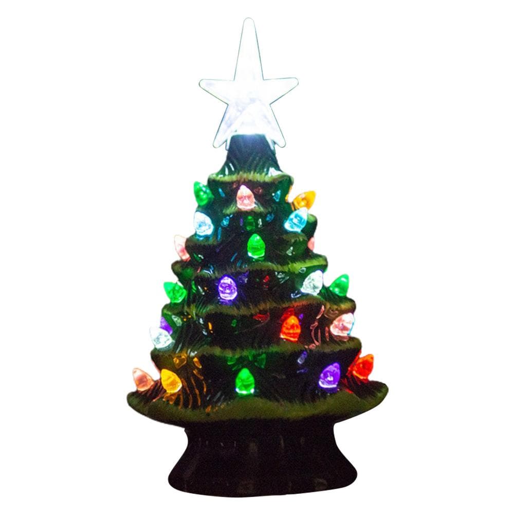 18.8cm Lighted Ceramic Christmas Tree Christmas Tabletop Decorations Christmas Lights