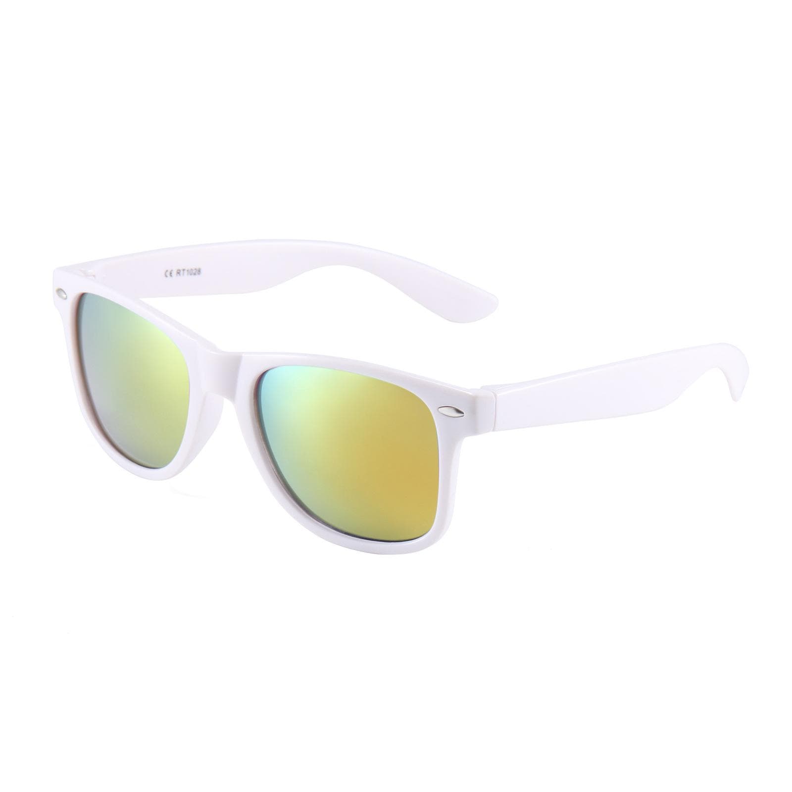 Cool White PC Frame Sunglasses for Men Women Unisex Reflective Film Sun Glasses Eyewear Sun Goggles