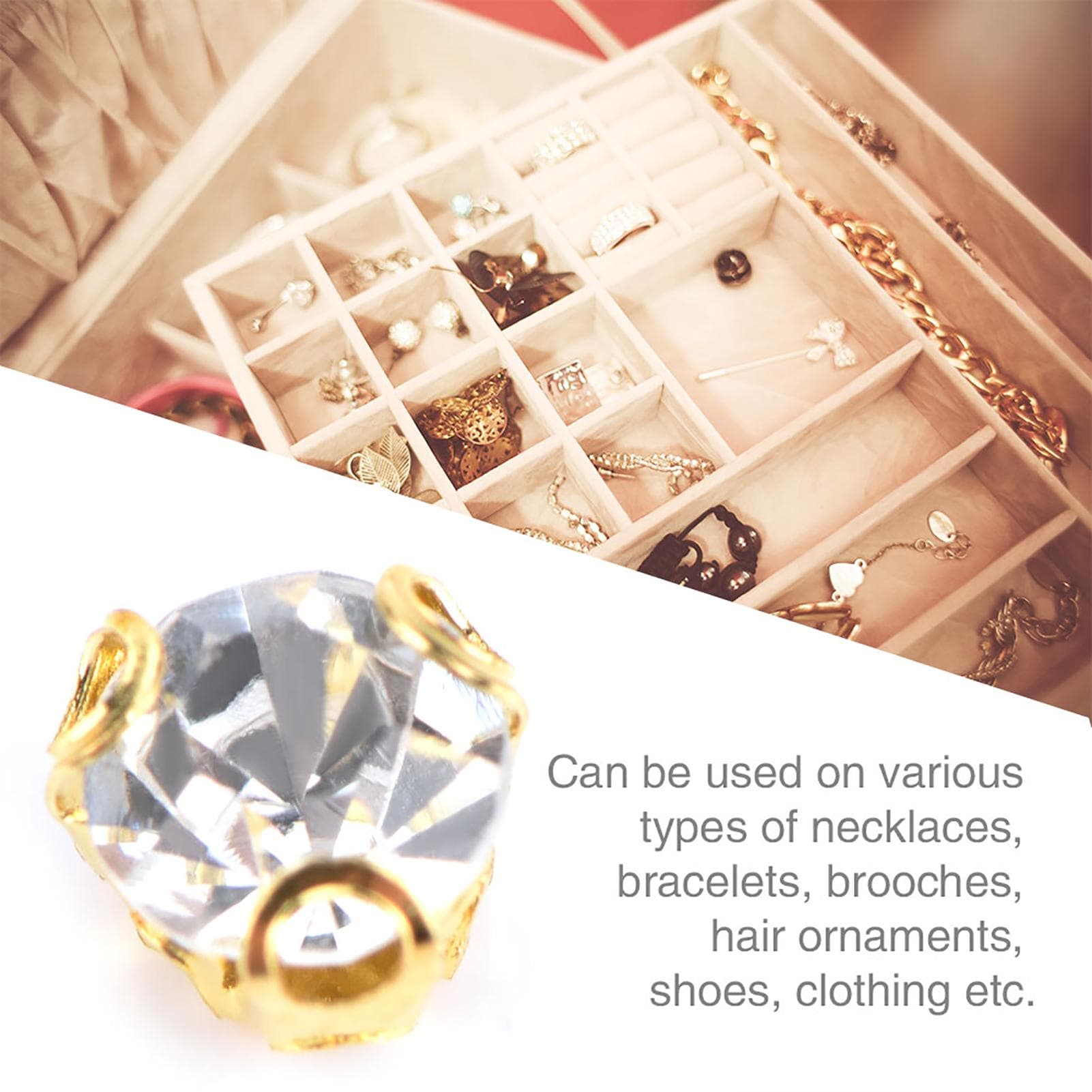 3D Anti Scratch Single Claw Clear Sewing on Rhinestones DIY Clothing Accessories Parts (#02) gold