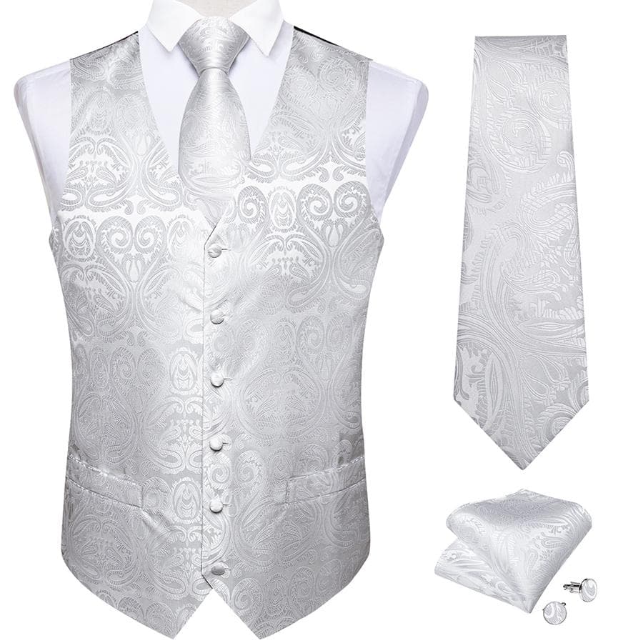 Mens Waistcoats Vest Set Red Blue Black Purple Paisley Waistcoat Dress Wedding M