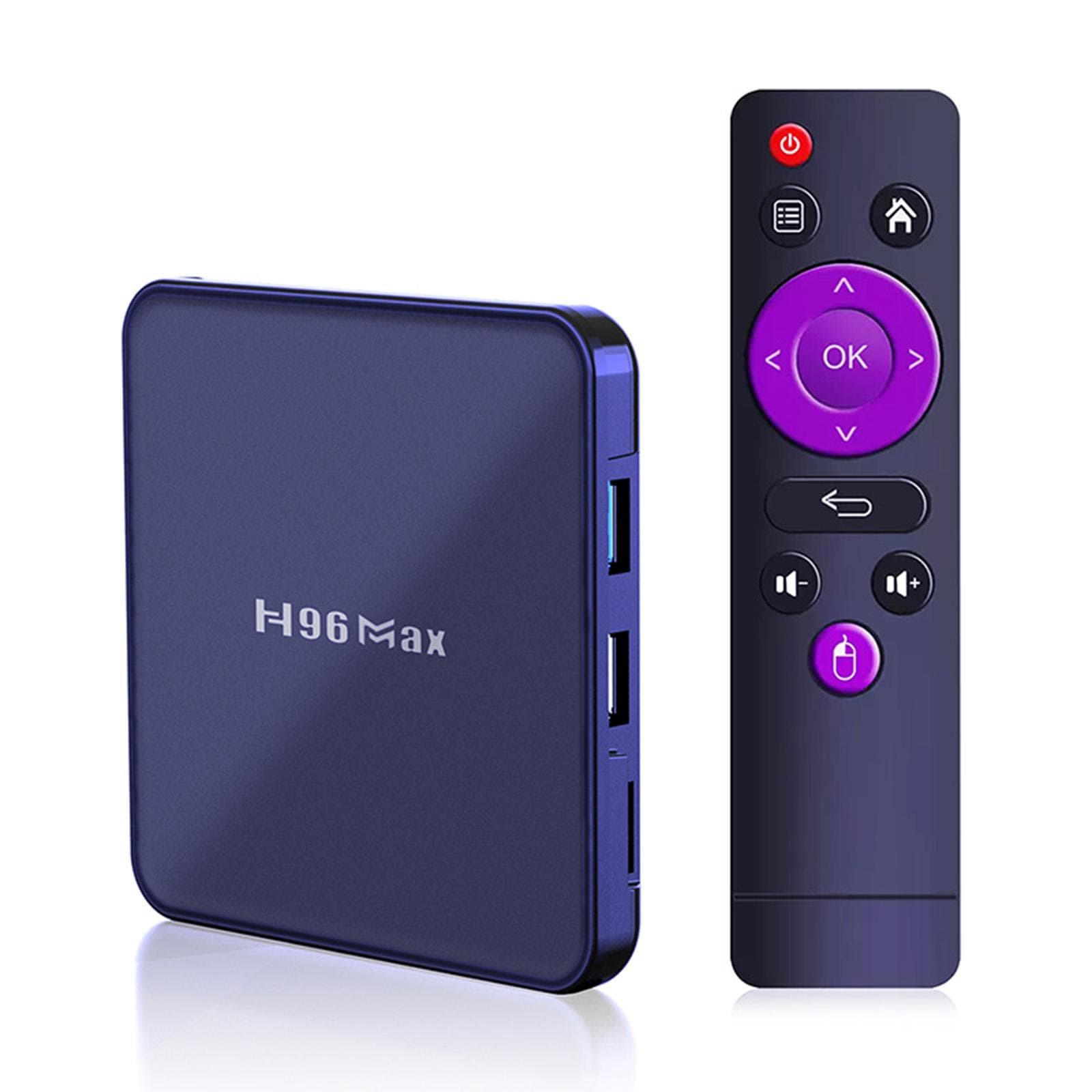 H96 Max V12 Android 12.0 Smart TV Box UHD 4K Media Player RK3318 4GB/64GB 2.4G/5G Dual-band WiFi US-32G blue