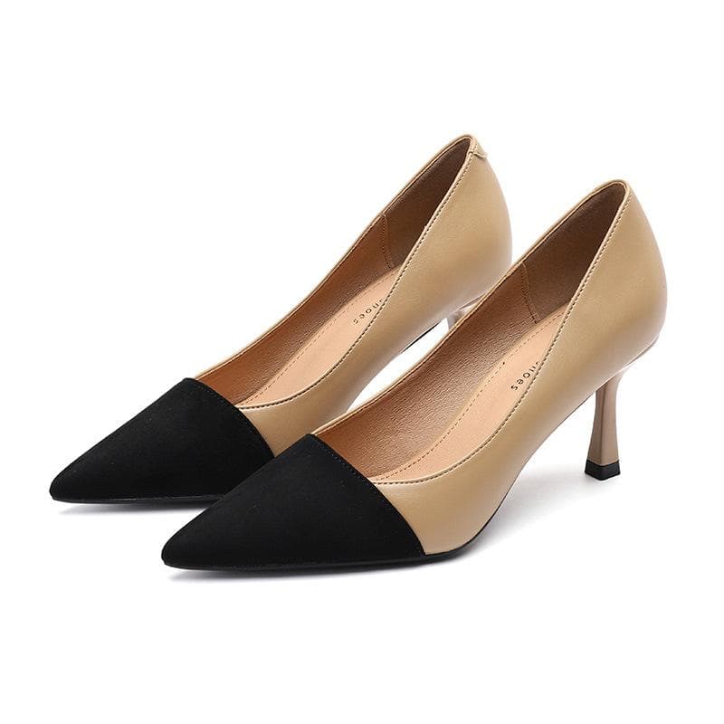High Heels Summer New Korean Style Color-Blocking Stiletto Heel Pumps Women's Commuter Shallow Mouth Pointed Women's Shoes 39