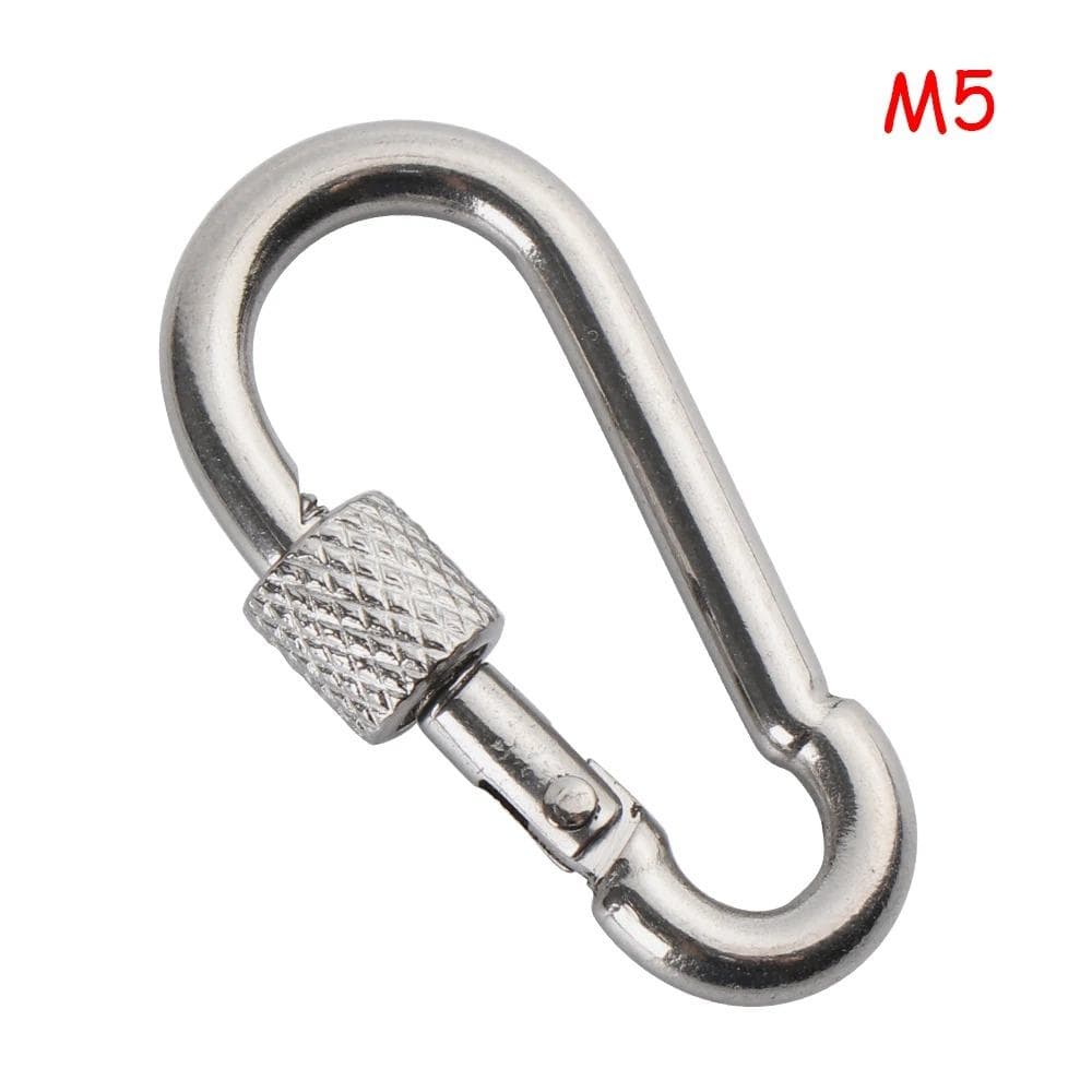 5pcs Stainless Steel Lock Ring M4-M12 Safety Snap Hook Carabiner Spring Snap Quick Link Outdoor Camping Gear Equipment. M5