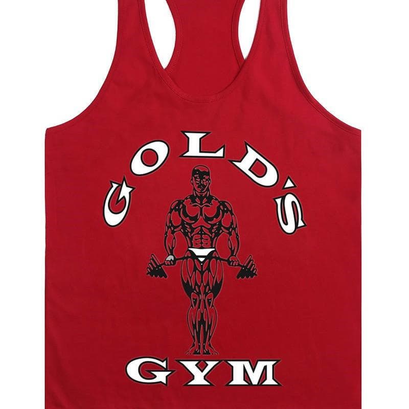 Men's Sleeveless Tank Top Europe Golds Vest Bodybuilding and Fitness XL red