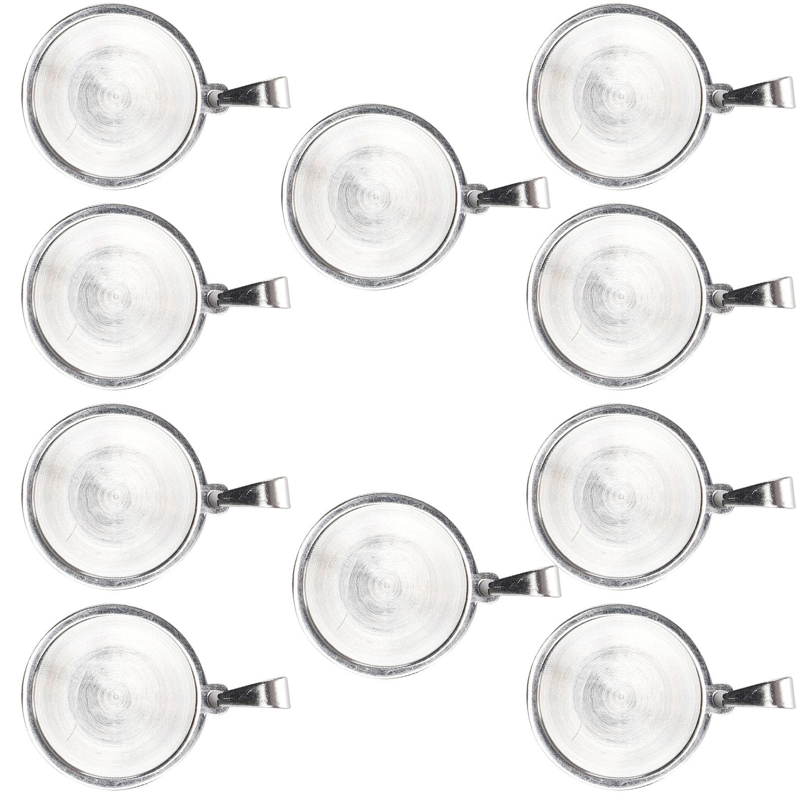 10pcs 20mm Stainless Steel Round Pendant Trays DIY Pendant Base for Jewelry Making
