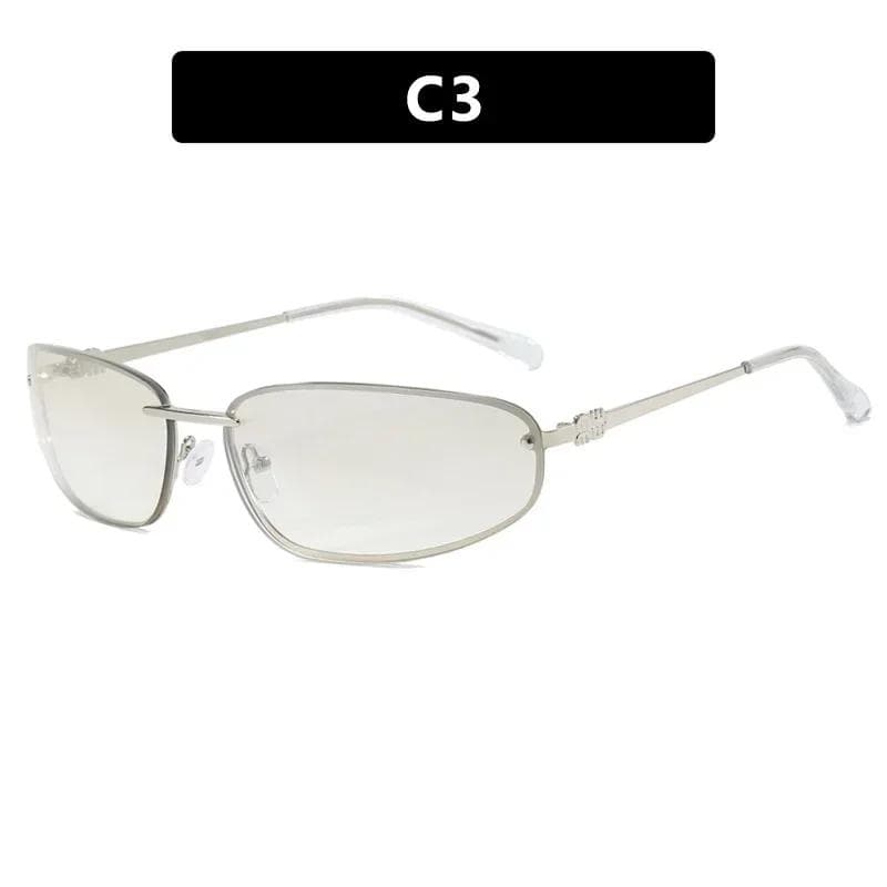 New Fashion Elliptical Frameless Women Sunglasses Retro Ultra Light Neutral Driving Street Photography