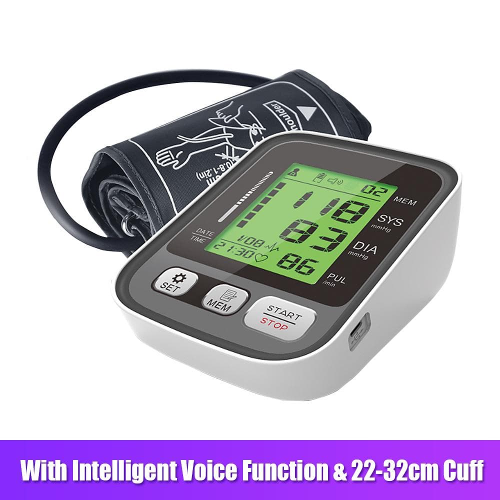JZ256A Upper Arm Blood Pressure Monitor with Large Cuff/2Users Mode/3Color Backlight Indicator/LCD Display Screen Automatic BP Monitor With Voice Function & 2232cm Cuff