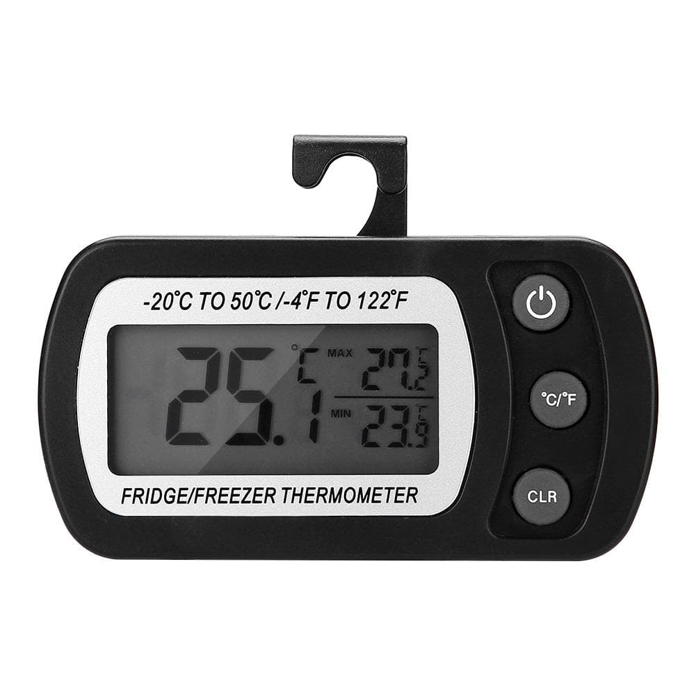 Kitchen Large LCD Refrigerator Fridge Freezer Digital Thermometer with Adjustable Stand Black black