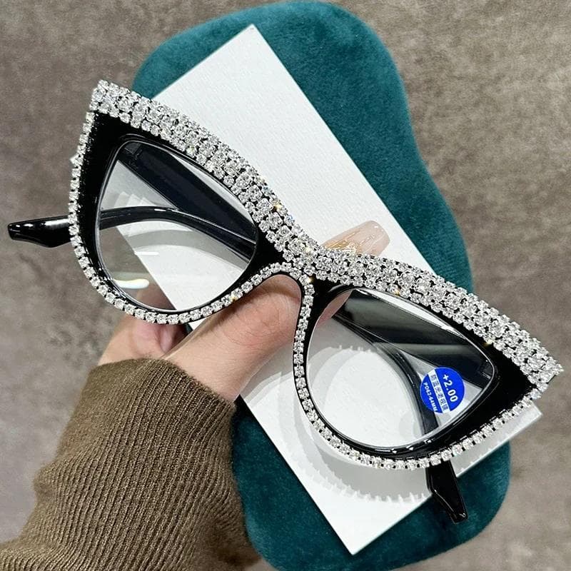 Luxurious diamond cat eye reading glasses for women stylish classic fashion eyewear with elegant design 1.5