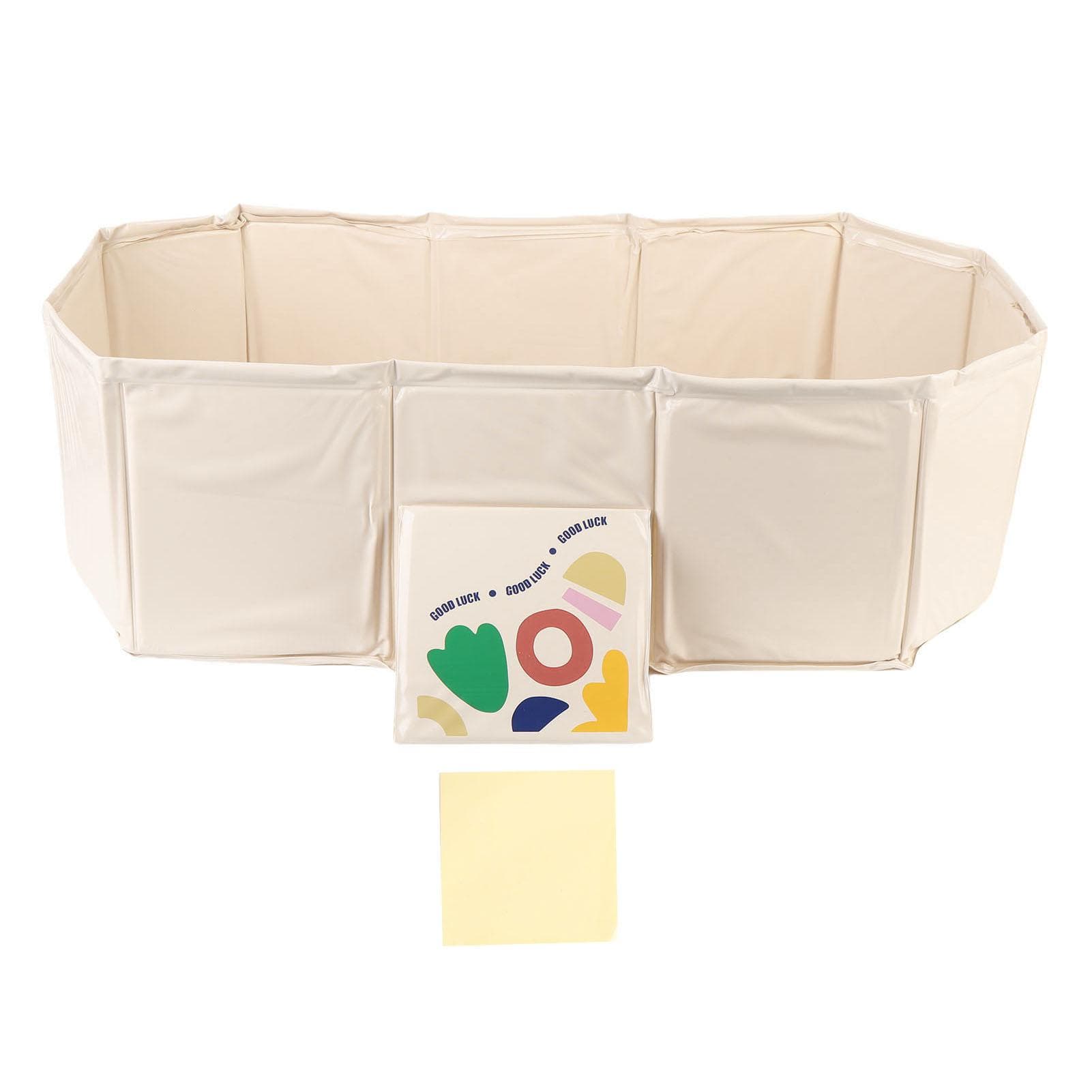 Foldable Bathtub for Kids Large Portable Baby Folding Bathing Tub with Drain Plug Easy Cleaning beige