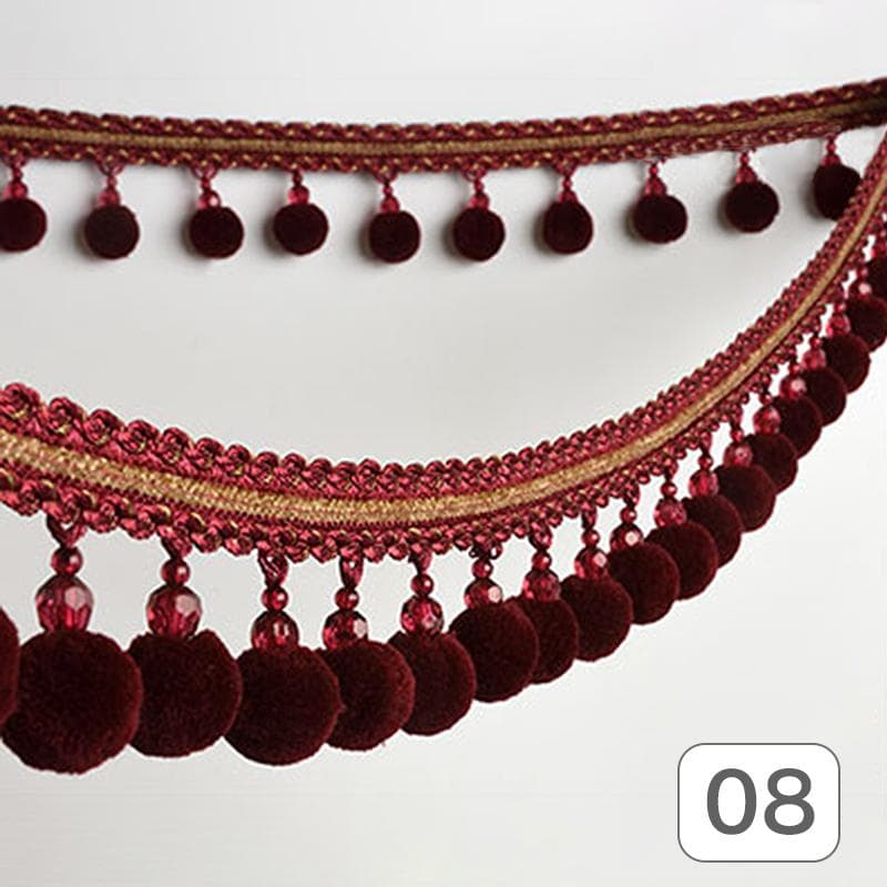 1 Meter Pompom Ball Fringe Embroidery Ribbon Tassel Edge Trim Curtains Cushion Upholstery Fringe Sewing Diy Decor Supplies 1M