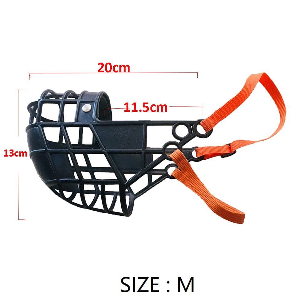 Adjustable Dog Muzzle Plastic Mask Anti-Barking Bite Mouth Cover for Small/Medium/Large Greyhound Gree Whippet M black