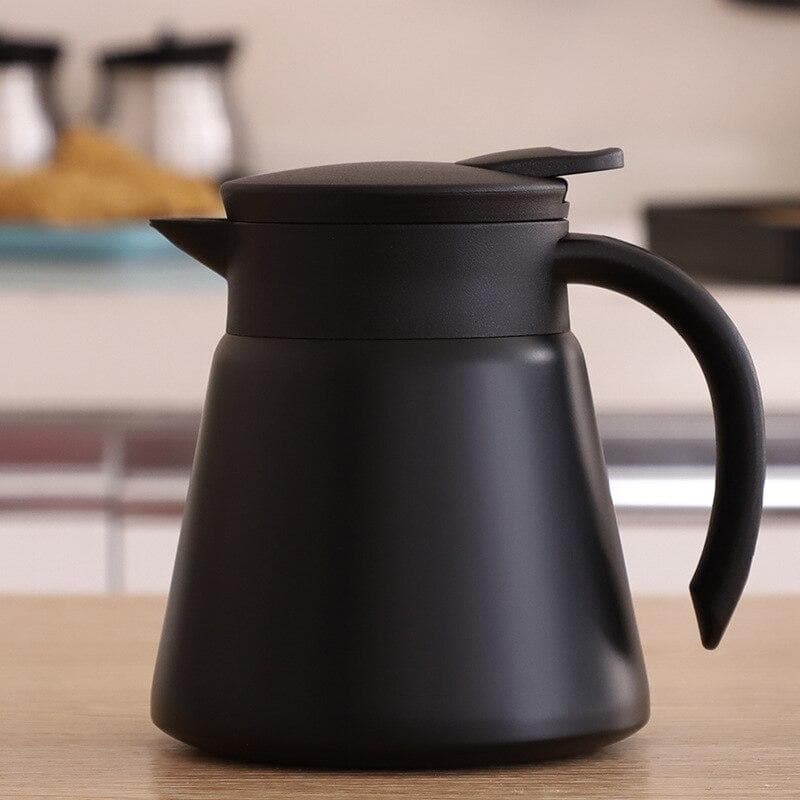 Thermal Coffee Carafe Tea Pot - 304 Stainless Steel Double Wall Vacuum Insulated, Cool Touch Handle, & Cold Retention, 600ml black