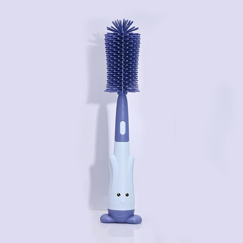 Pacifier Bottle Brush Baby Milk Bottle Cleaning Brush Silicone Cup Brush Cleaning Tool blue