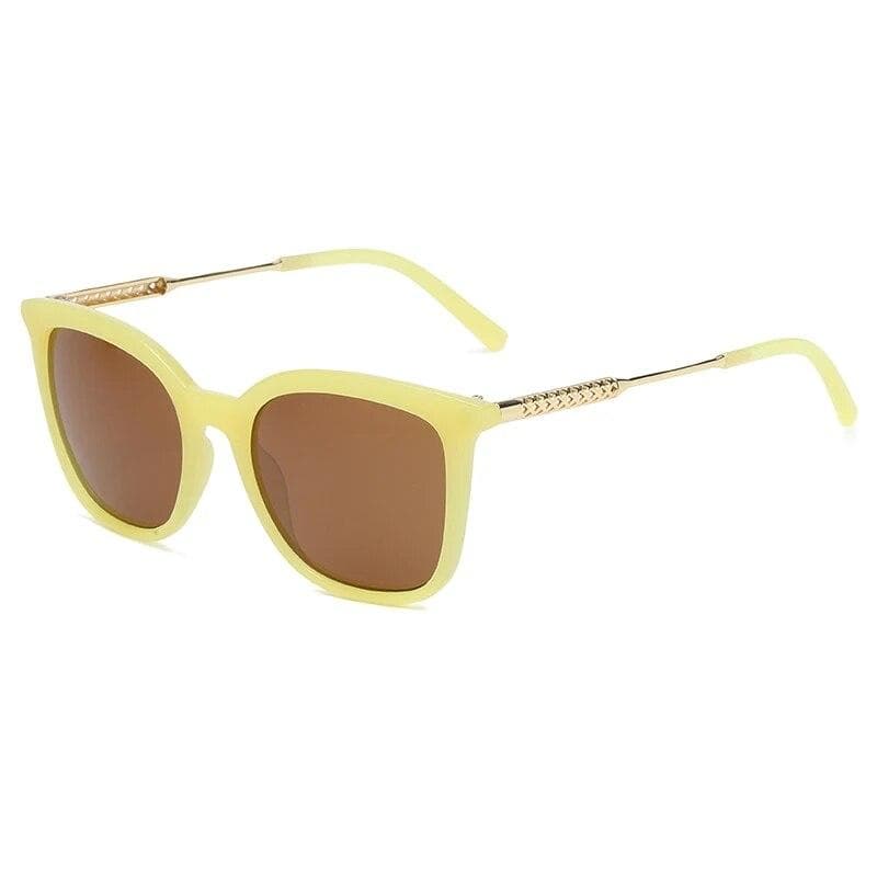 Classic Square Sunglasses Women Vintage Sun Glasses Metal Frame Retro Trend Fashion Shades Eyewear yellow
