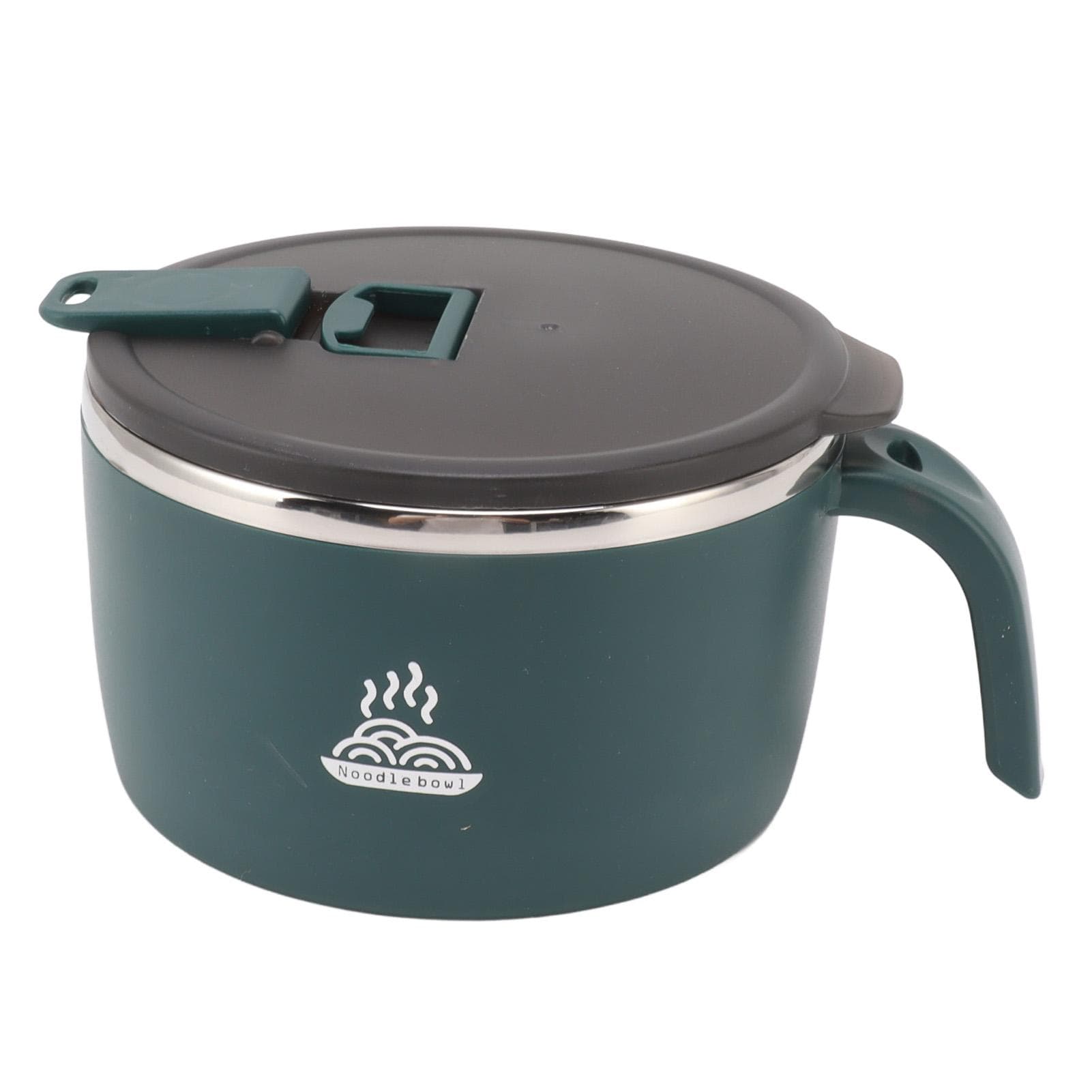 Stainless Steel Instant Noodles Bowl 900ml Noodles Bowl with Lid for Student Dormitory Office L(for 6.5-9kg) green