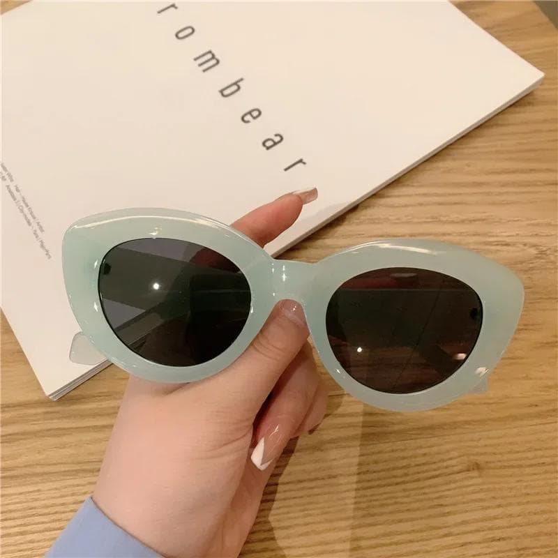New Fashion Oval Sunglasses Women Cat Eye UV400 Protection Jelly Color Sun Glasses Stylish Eyewear As picture