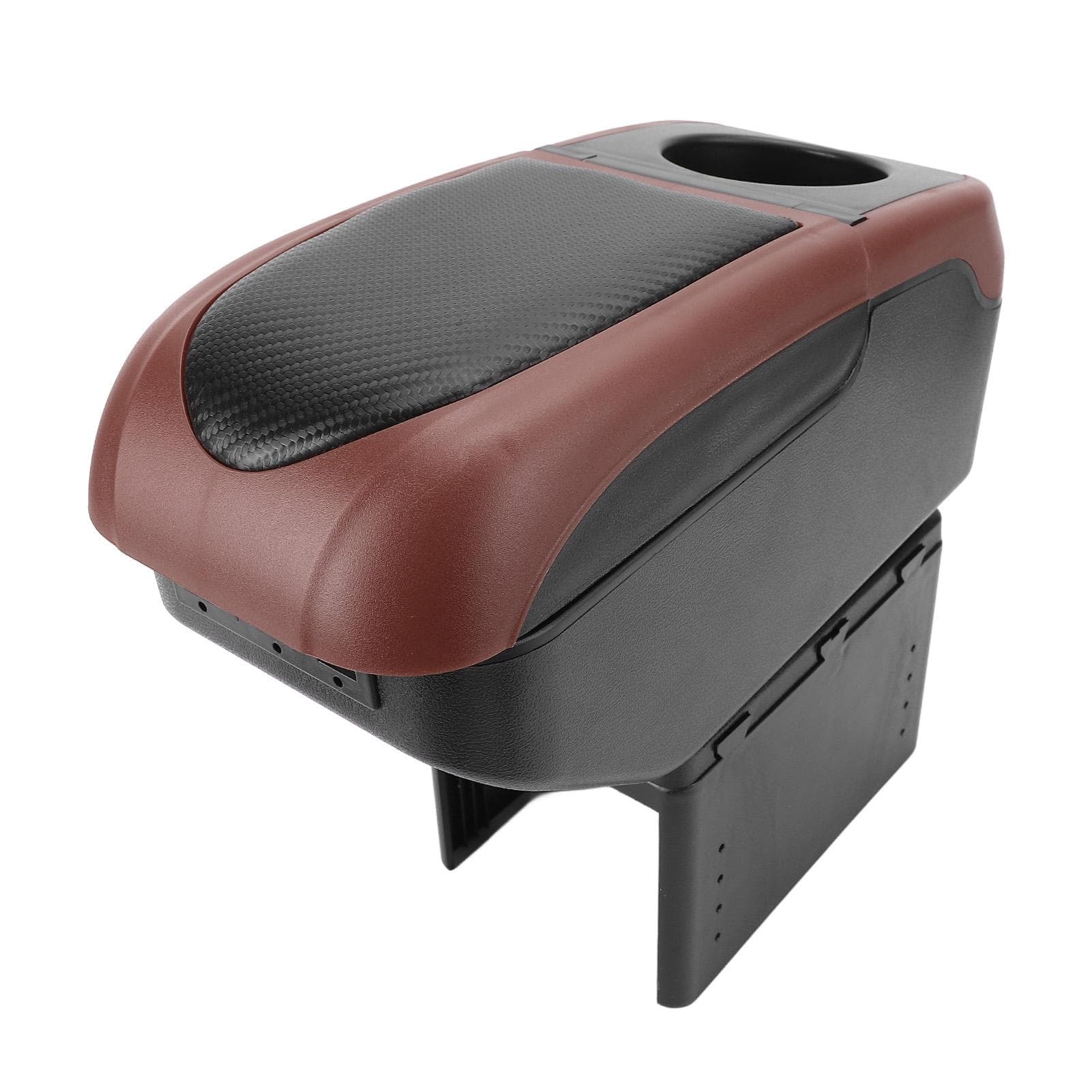 Universal Car Armrest Box with 6 USB Charging Ports Double Layer Car Arm Rest Console Organizer for brown