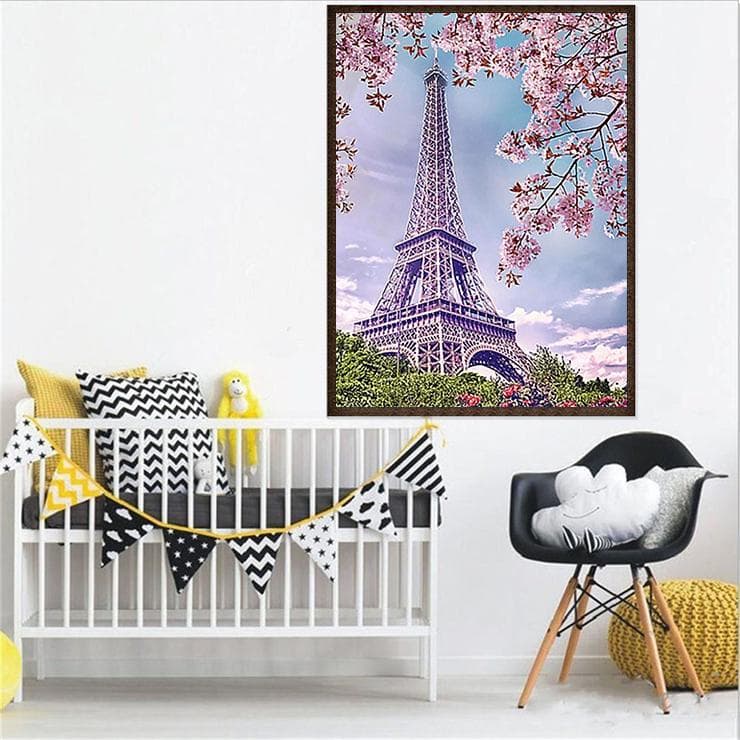5D DIY Diamond Painting Tower and Cherry Diamond Embroidery Cross Stitch Rhinestone Painting 20X30CM
