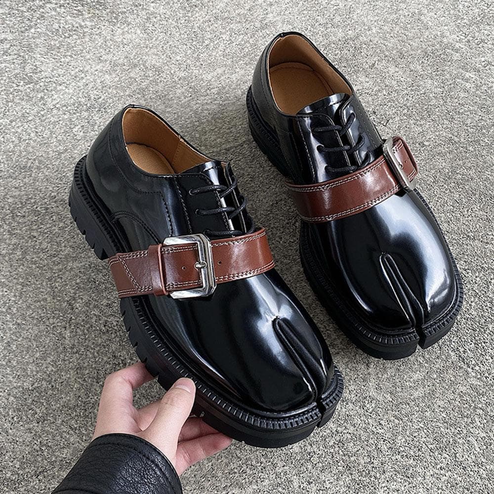 Split Toe Loafers for Women and Men Tabi Shoes Platform Chunky Heel Loafers Business Casual Leather Shoes Plus Size 46 45