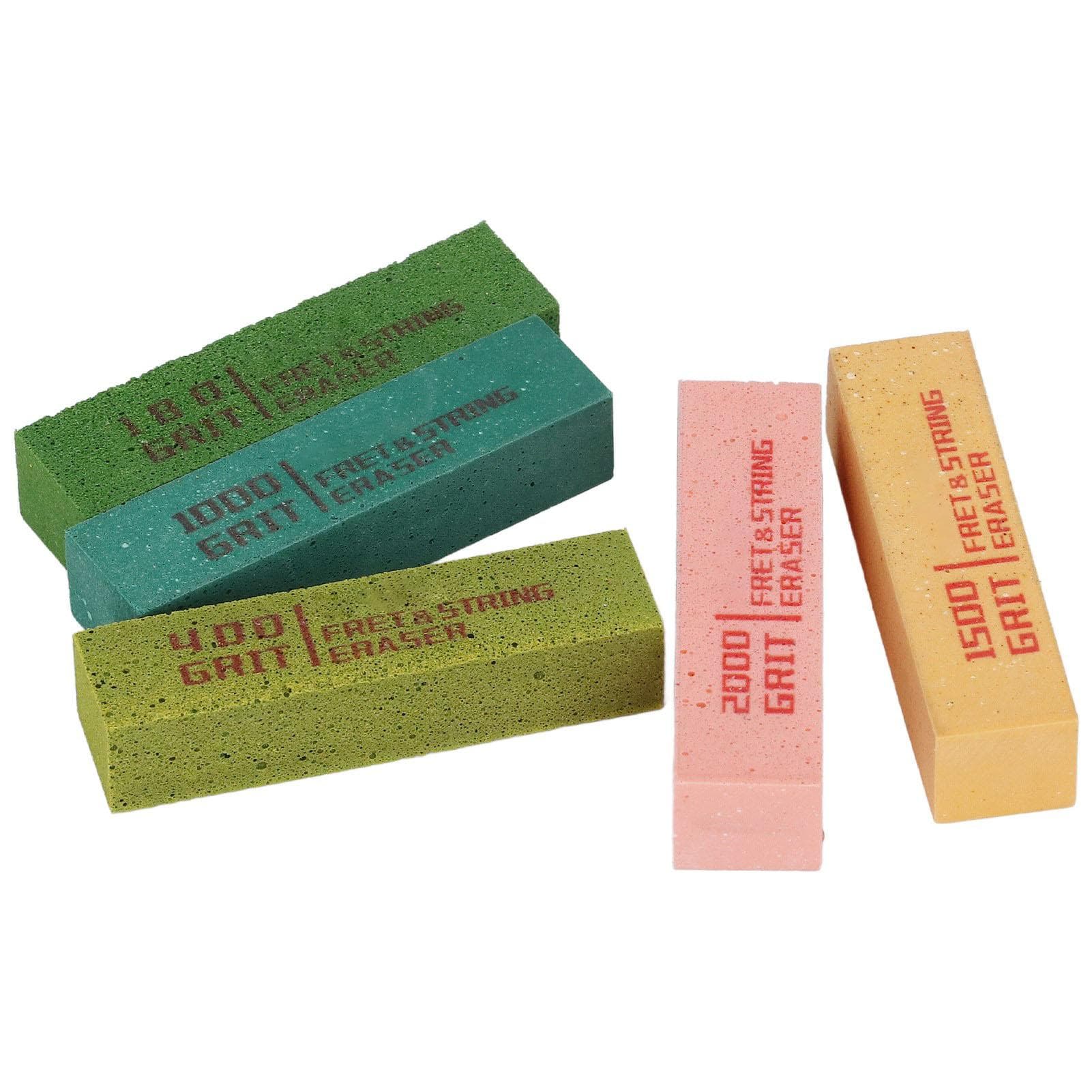 5Pcs Guitar Fret String Eraser 180 400 1000 1500 2000 Grit Fret Polishing Rubber Blocks for Basses