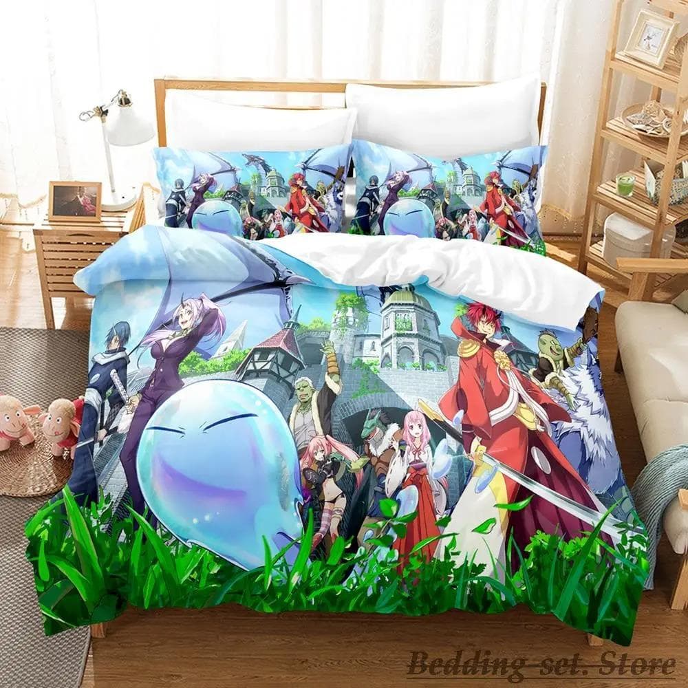 Rimuru Tempest Bedding Set Single Twin Full Queen King Size Bed Set Adult Kid Bedroom Duvetcover Sets Anime Kawaii AU King 245x210cm