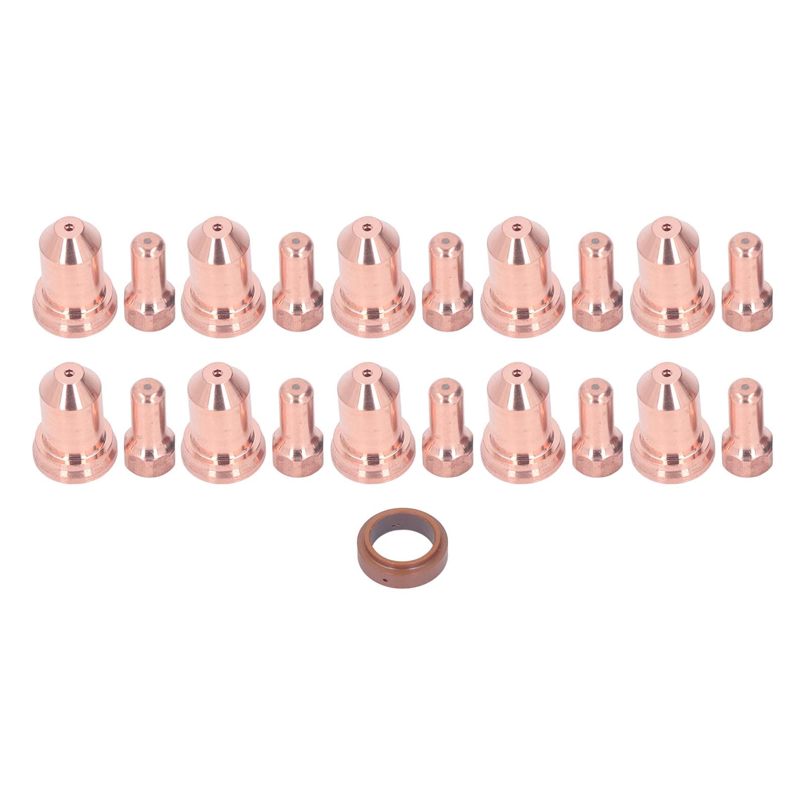 21Pcs Electrode Nozzle Set Brass 1.3mm Dia Nozzles Plasma Cutting Torch Consumables for PT80 40?50A