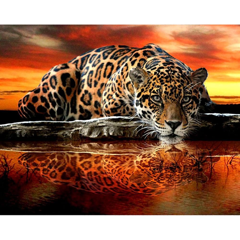 5d Diy Diamond Leopard Pattern Cross Stitch Diamond Painting Animal Embroidery Beads Patterns Picture 20X30CM