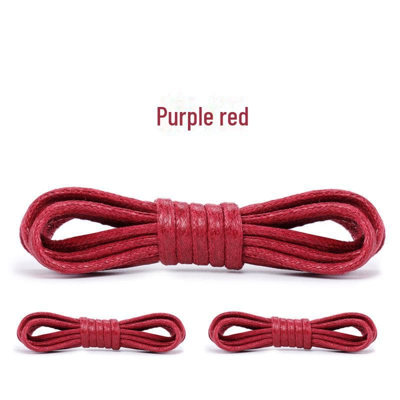 Men's Waxed Round Leather Shoelaces - Wild Elephant, Black/Brown/Coffee, Thick/Thin, Brogue. 60cm burgundy