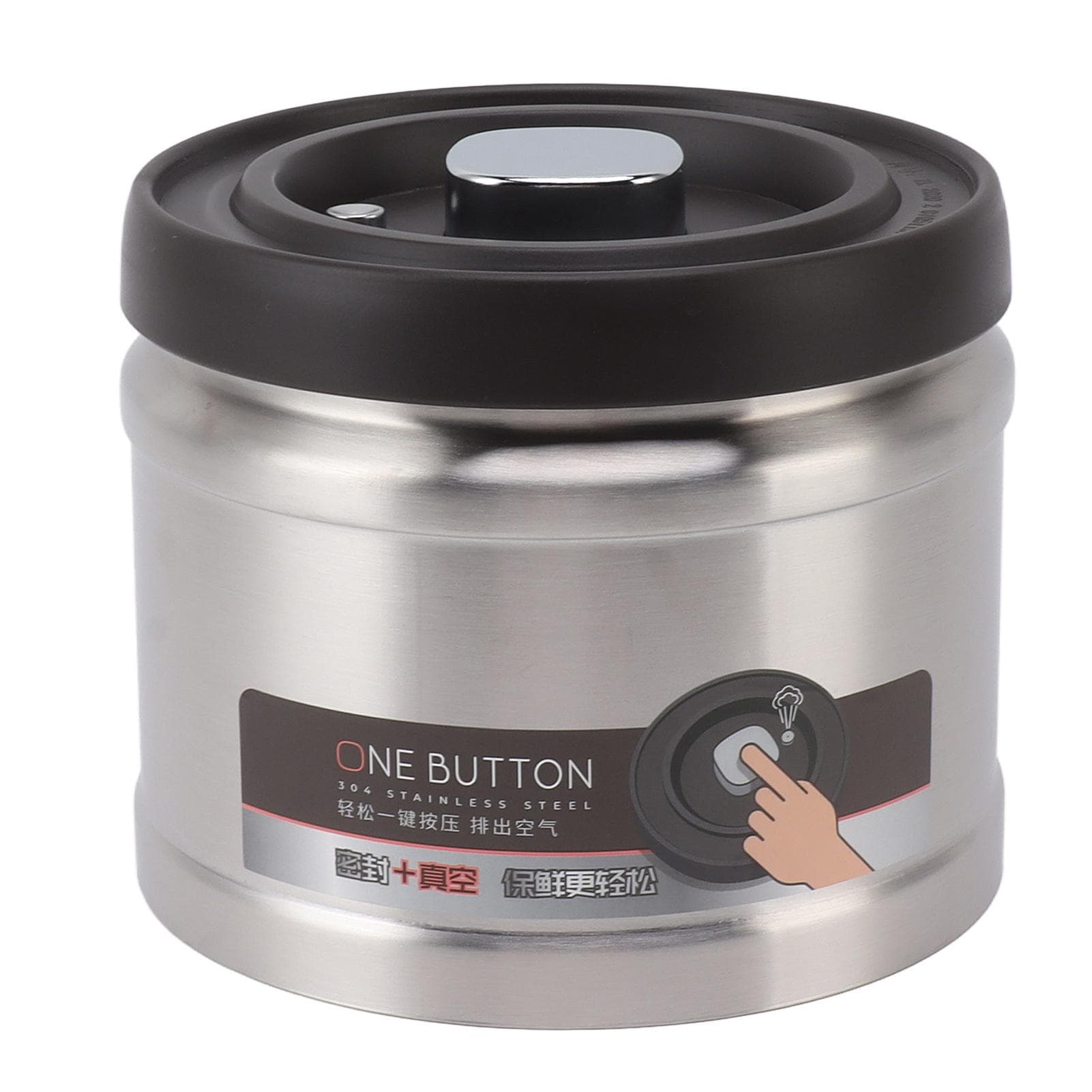 Vacuum Sealed Coffee Container 304 Stainless Steel Press Type Airtight Food Storage Container for 1100ML silver