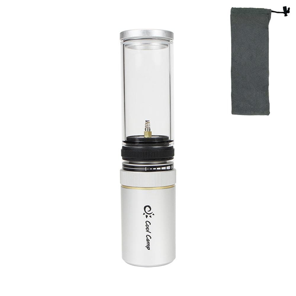 Portable Bright Camping Lantern GasLight Outdoor Fishing Picnic Tent GasLamp Home Garden Glass Lamp silver