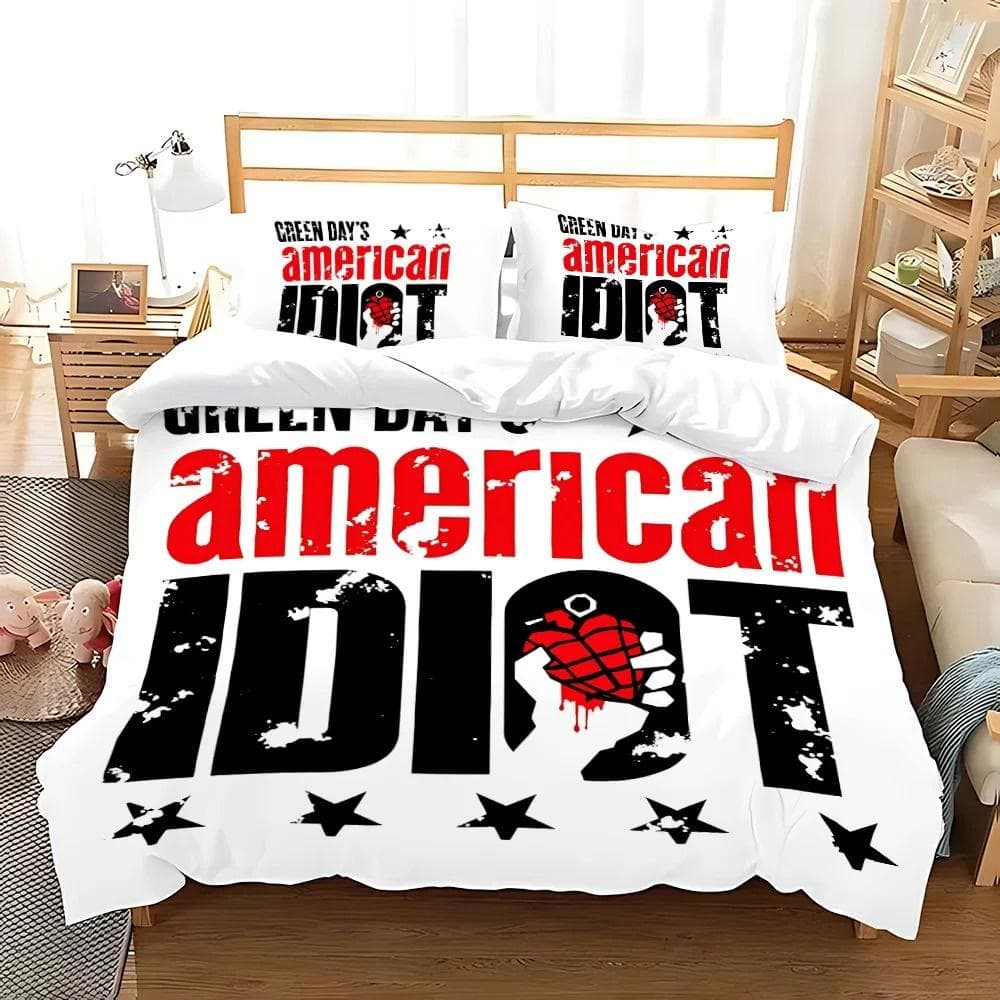 Green Day ' AMERICAN IDIOT Bedding Set Single Twin Full Queen King Size Bed Set Aldult Kid Bedroom Duvetcover Sets Bed Sheet Set 135X200cm-2pcs