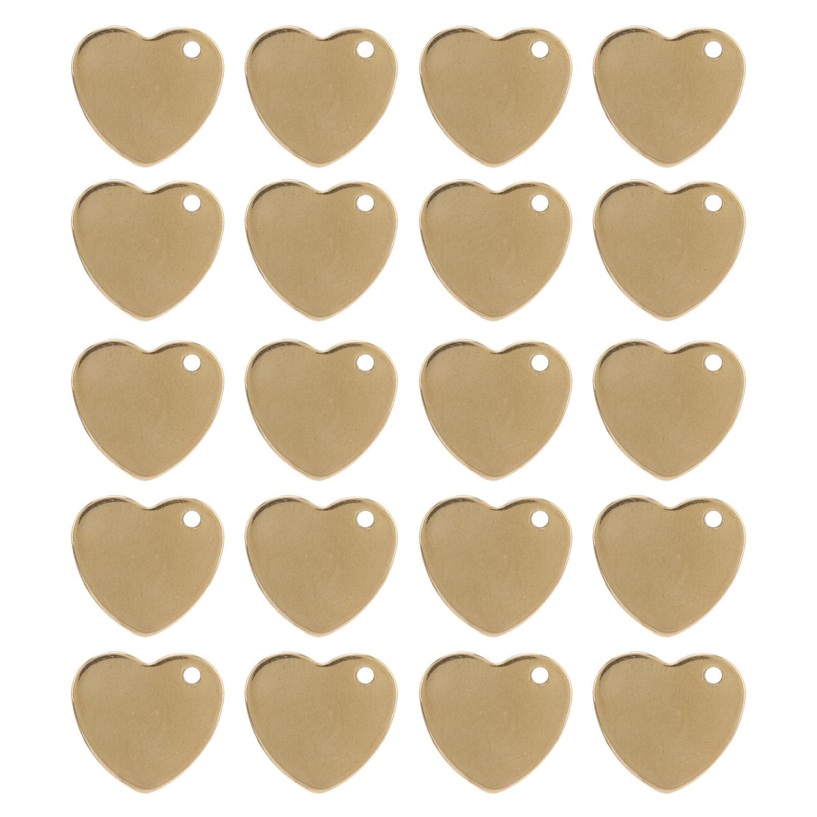 20pcs DIY Pet ID Tag Stainless Steel Heart Shape Dog Cat Pet Name ID Tag with HoleGold 13 x 14mm /