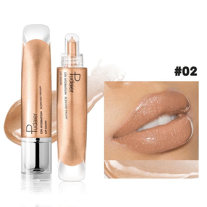 Waterproof Lip Gloss - Long-Lasting Moisturizing Lipstick Non-Sticky Formula, Glossy Shine Lip Gloss with Glitter,  Mixed Color Palette Lipstick 02