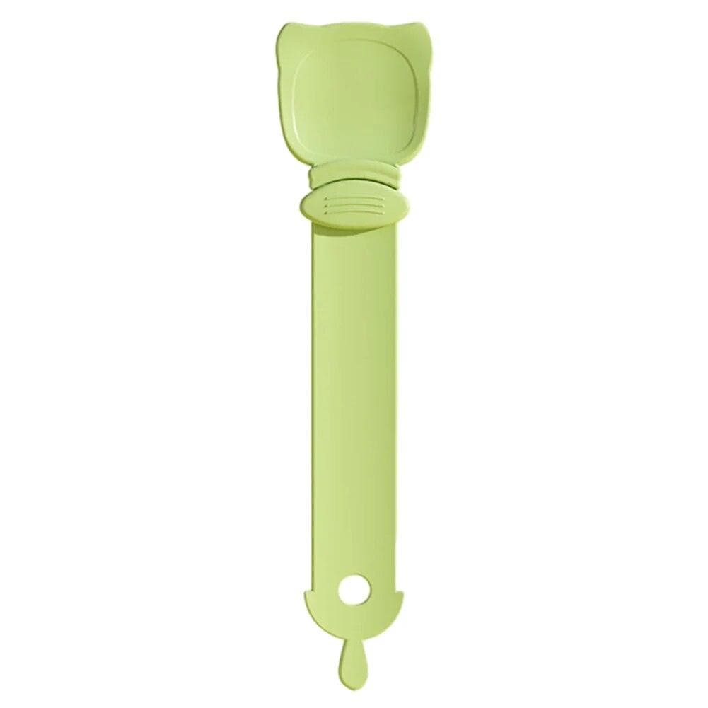 Cat Food Strip Squeezer Spoon Long Handle Cat Strip Feeder Meat Cat Stripe Squeezer For Pet Cat Food Supplies green