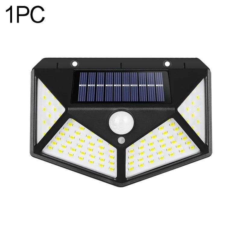Solar Motion Sensor Wall Light IP65 Waterproof Solar Spotlight Outdoor Floodlight Fence for Patio Garden Pathway Yard 100LED-1PC