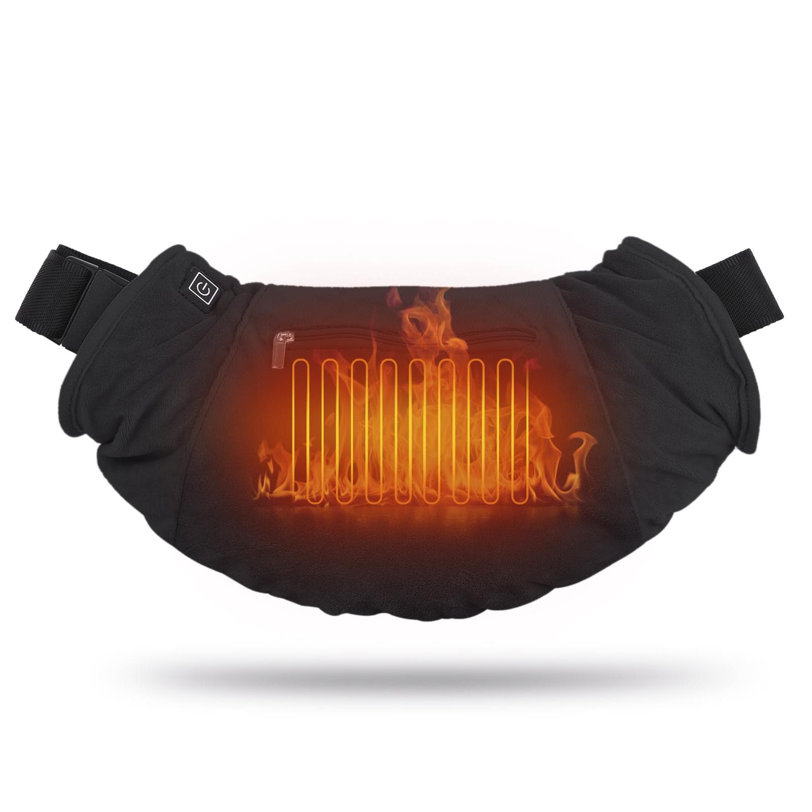 Electric Heated Hand Warmer Muff Cold Weather Thermal Glove Waist Bag for Hunting Skiing Camping black