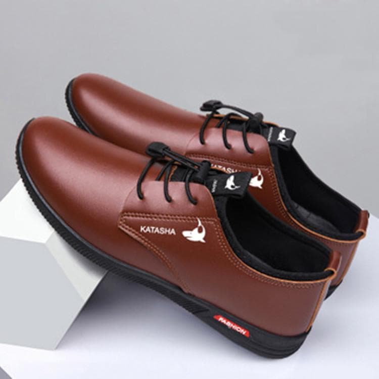 New Leather Shoes Men's Korean Version Men's Business British Dress Leather Shoes Men's Breathable Shoes 44 brown