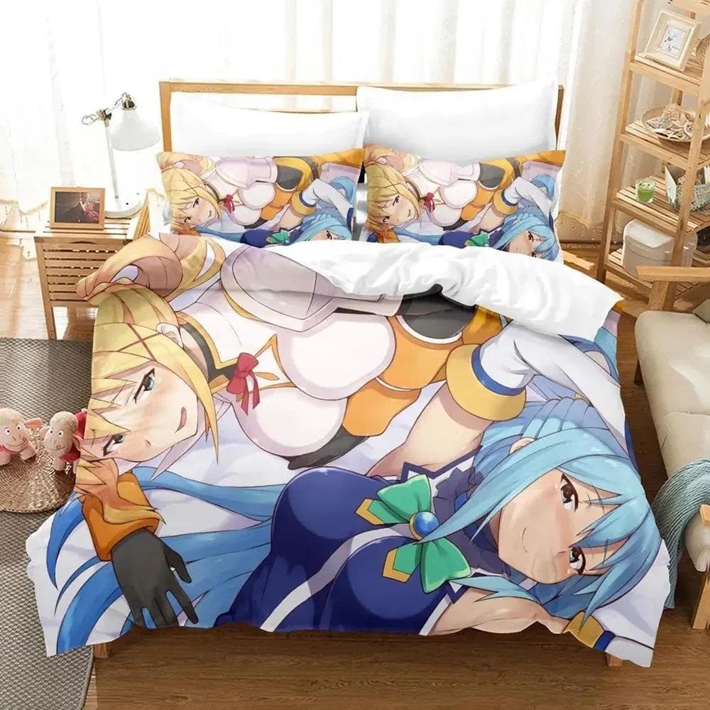 3D Print Anime KonoSuba Bedding Set Duvet Cover Bed Set Quilt Cover Pillowcase Comforter king Queen Size Boys Adult Bedding Set 70x133cm 2pcs