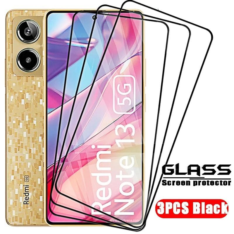 Protective Glass For Xiaomi Redmi Note 13 Pro Plus 12 11 10 Redmi 15C 14C 13C 12C 10C 10 A3 A5 9C Poco X6 X7 Pro M5S M6 M7 Full Cover Screen Protector Poco X7 Pro black
