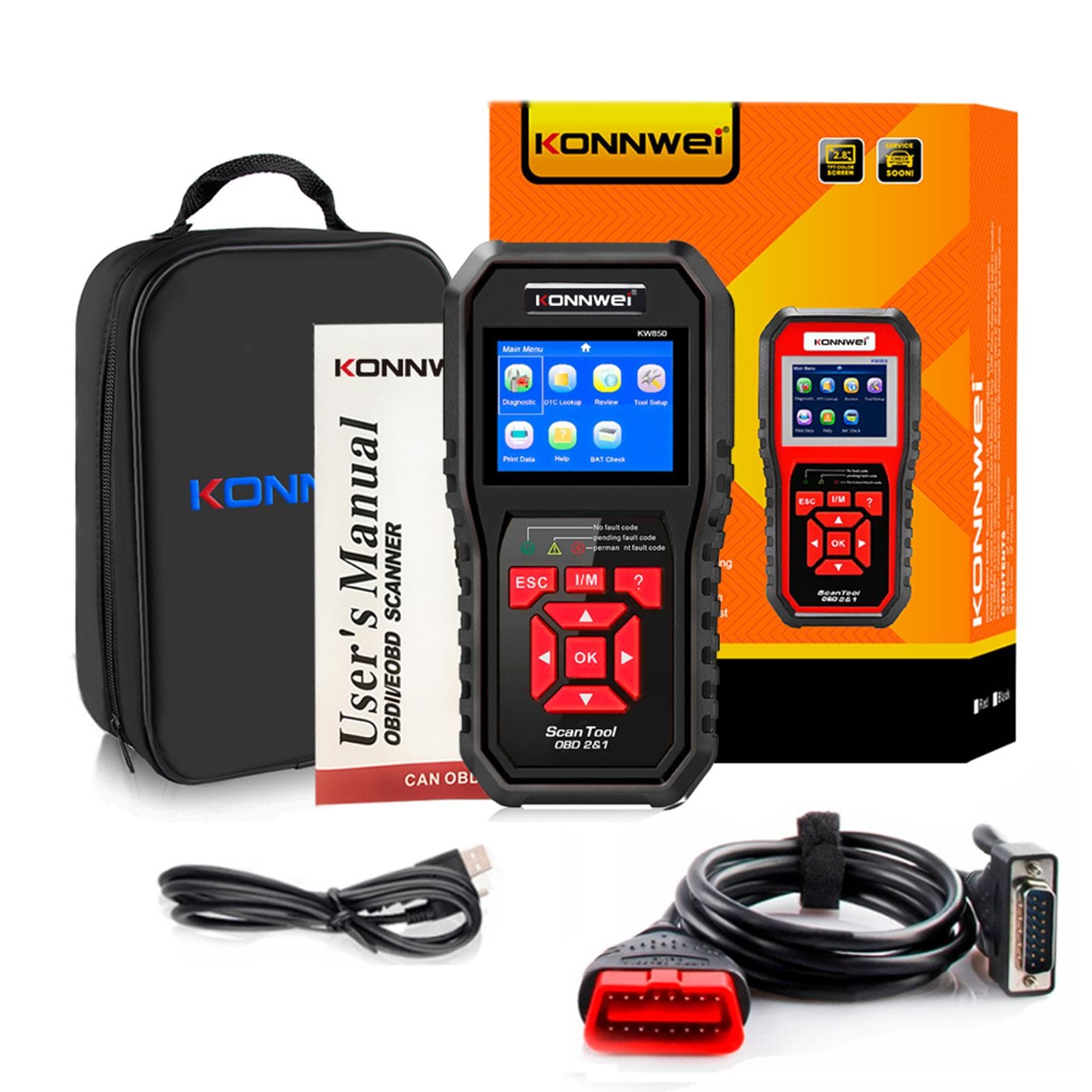KONNWEI KW850 OBDII Scanner Auto Code Reader Diagnostic Check Engine Light Scan Tool for OBDII Cars black