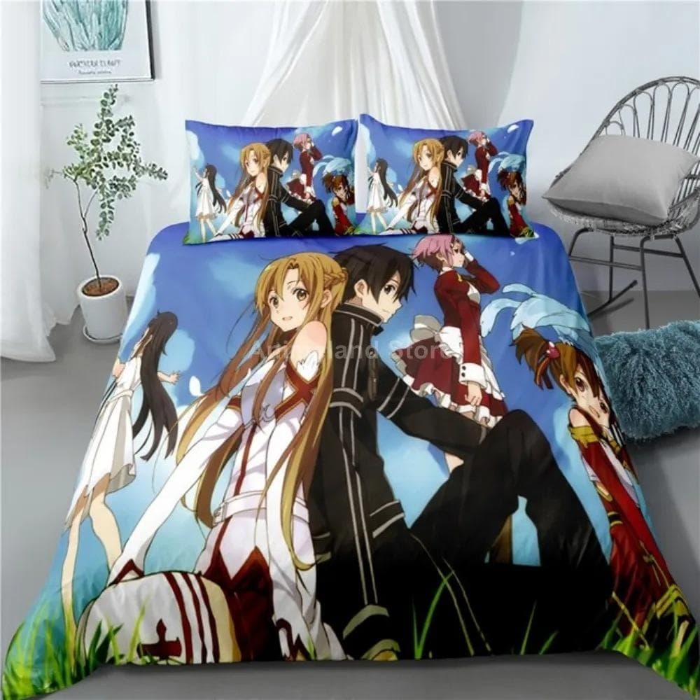 Sword Art Online Bedding Set Anime Bed Linen Quilt Duvet Cover Sets Home Decor Twin Single Queen King Size Fashion Gift Cartoon 70x133cm 2pcs