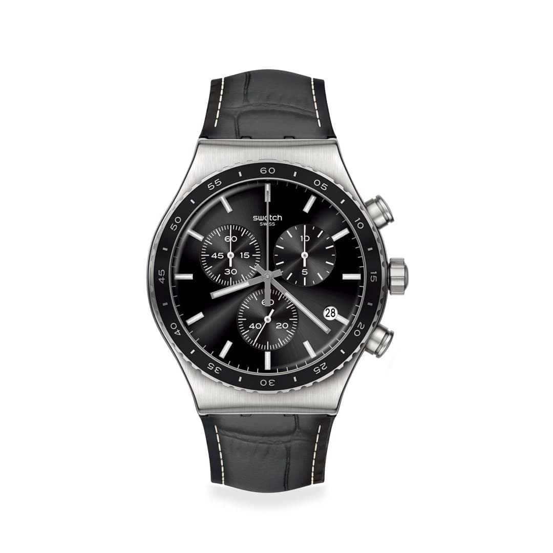 Swatch CARBONIUM DREAM New Irony Chrono YVS495 Black Men's Watch, black