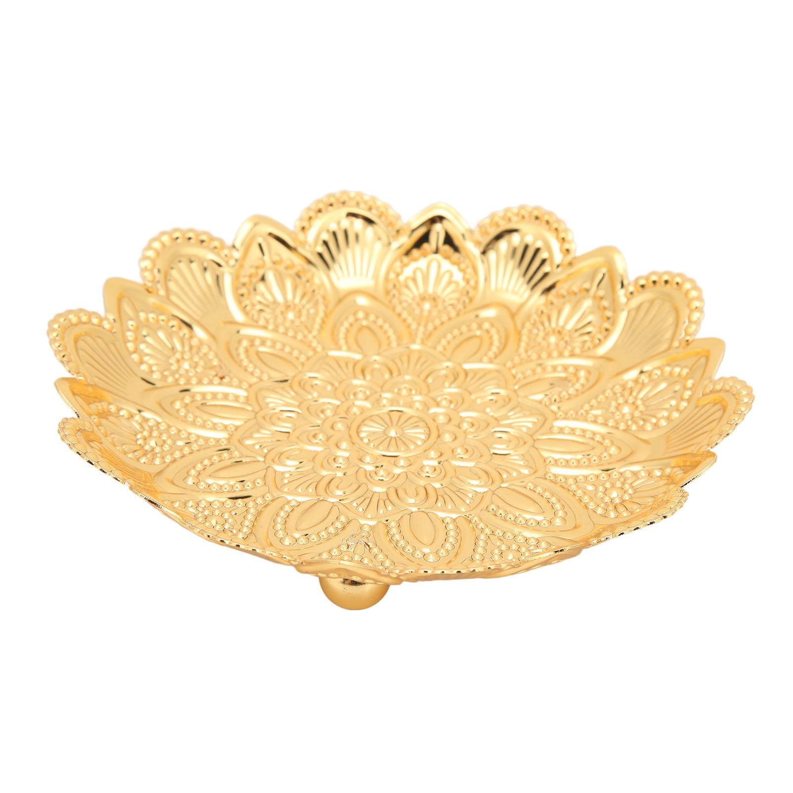 Gold Fruit Bowl Retro Electroplating Pattern Smoother Surfaces Snack Tray for Family Dinners