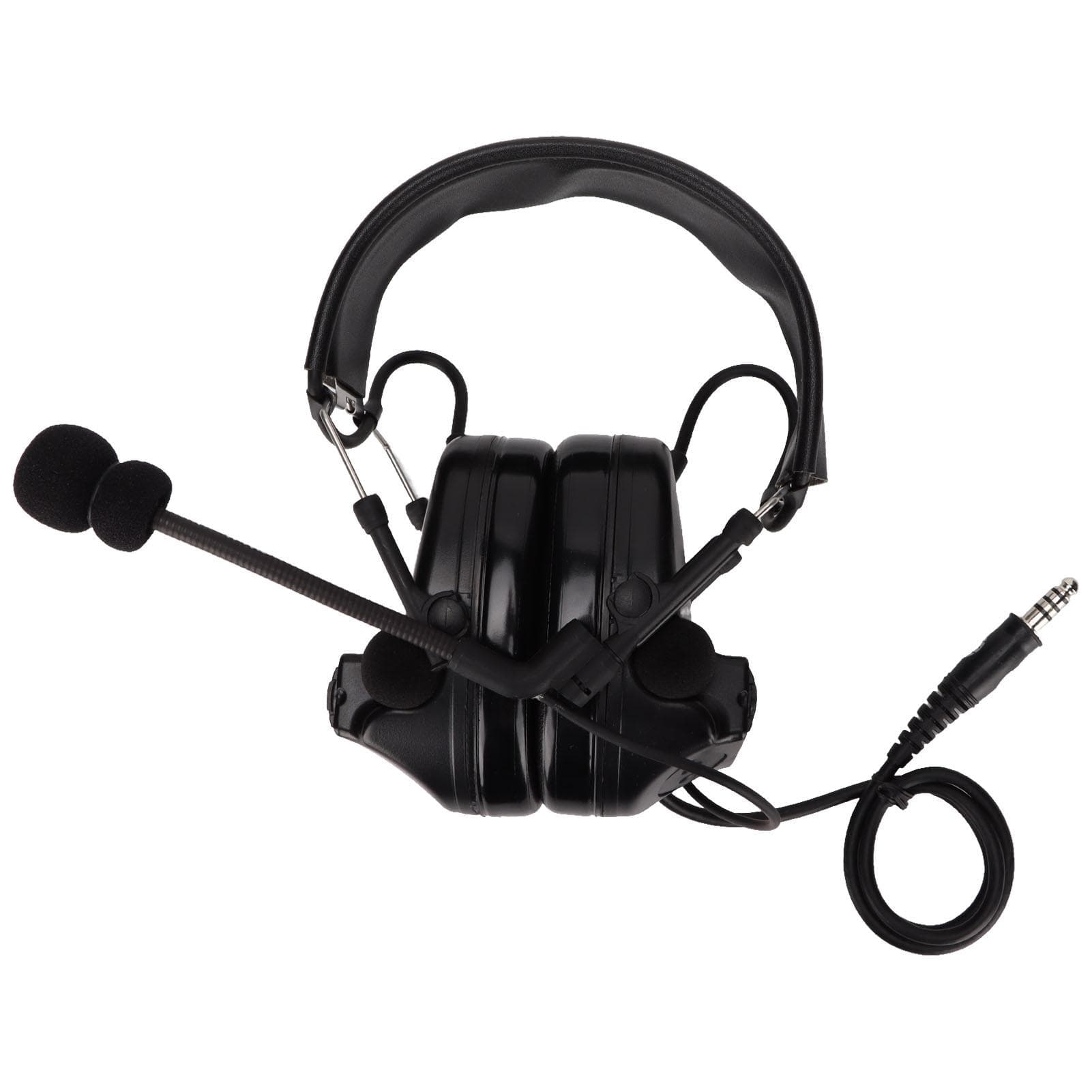 Military Headphones Standard 7.1mm Plug Ear Protection Earmuff with U94 PTT for Motorola GP338 black