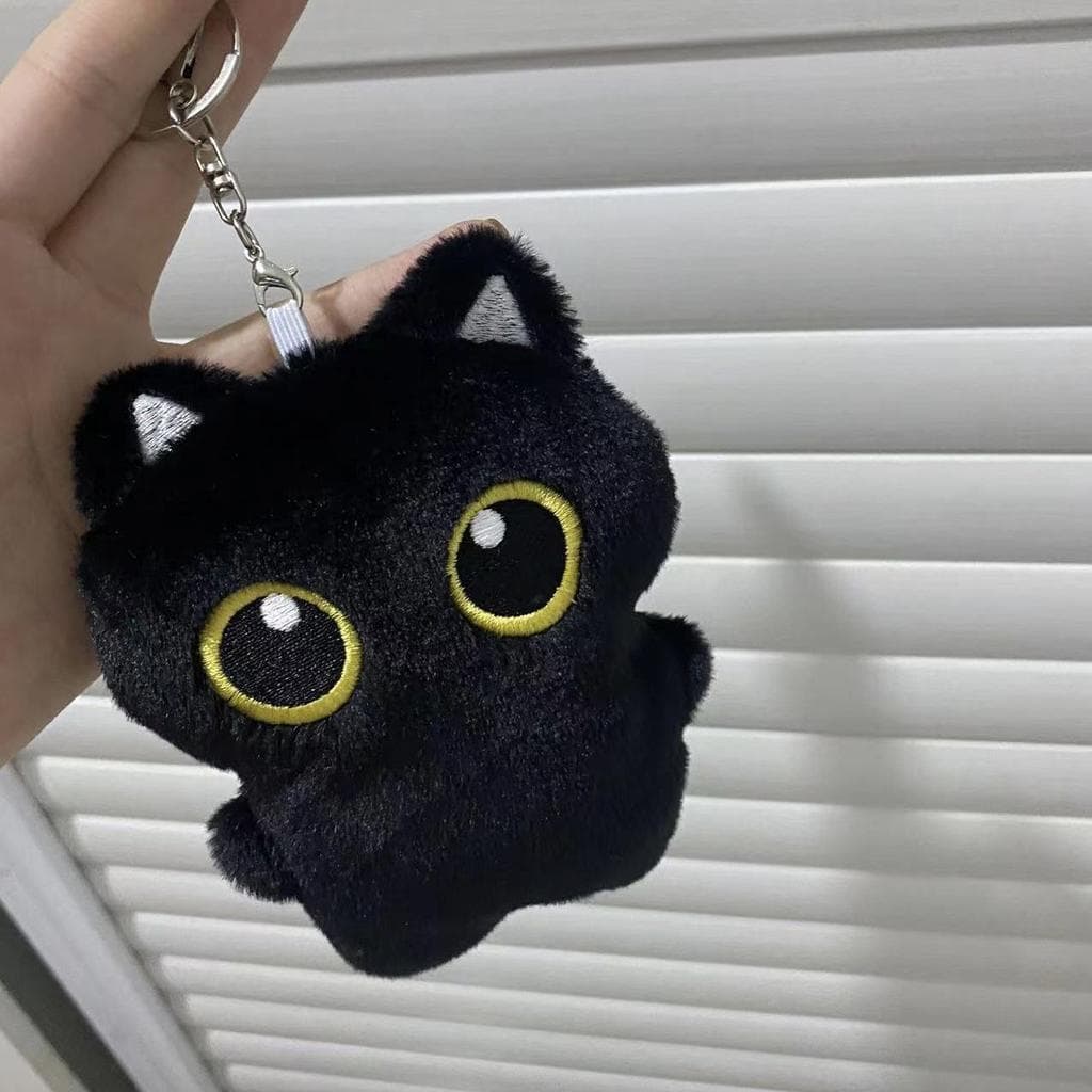 10cm Cute Black Cat plush toy Doll Small Pendant Cuddly Pillow Cushion Ins Black Cat Plush Toy Doll for Boy Girl Brithday Gifts 1PC black