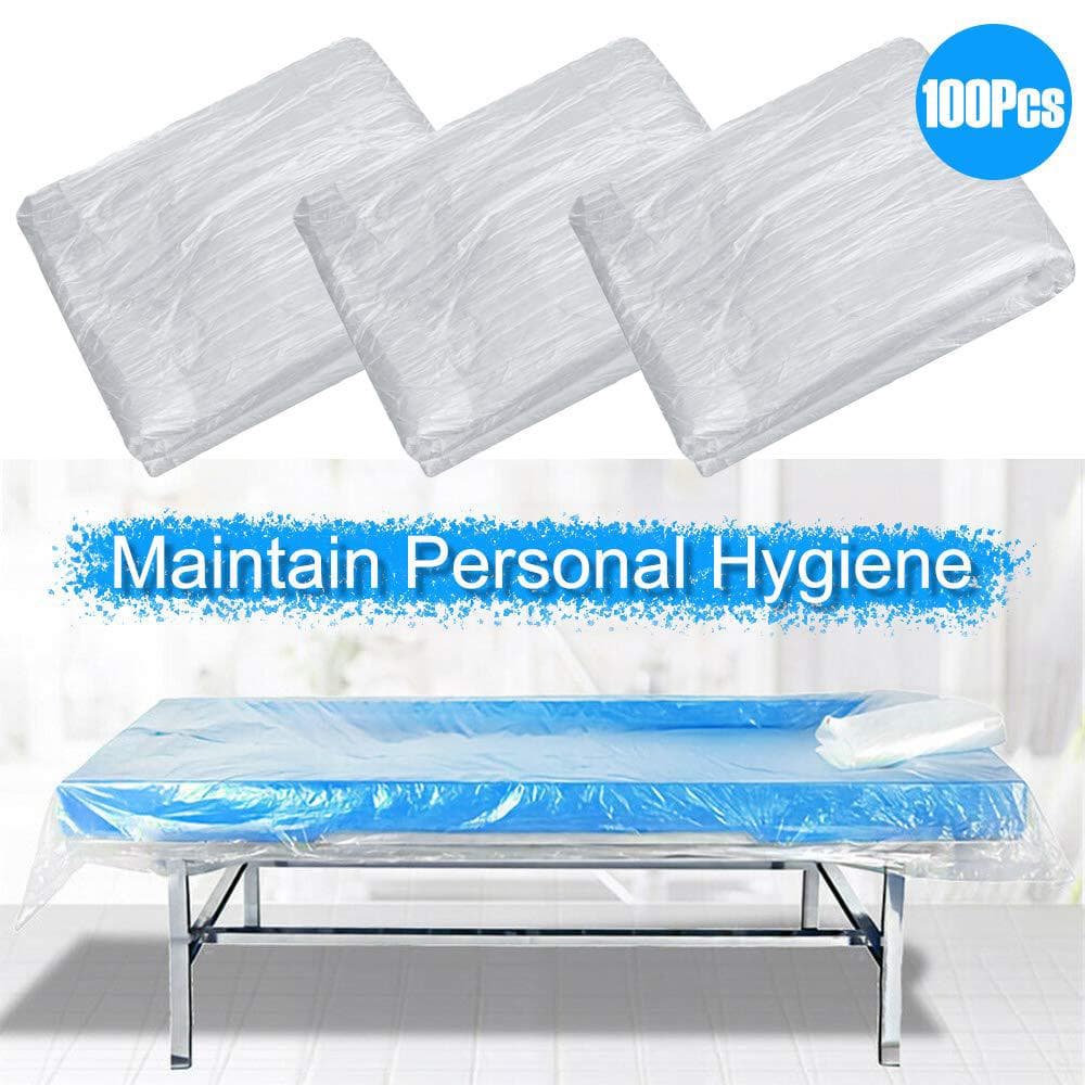100Pcs Disposable Bedspread Covers Spa Massage Bed Sheets Transparent Waterproof Film 100Pcs